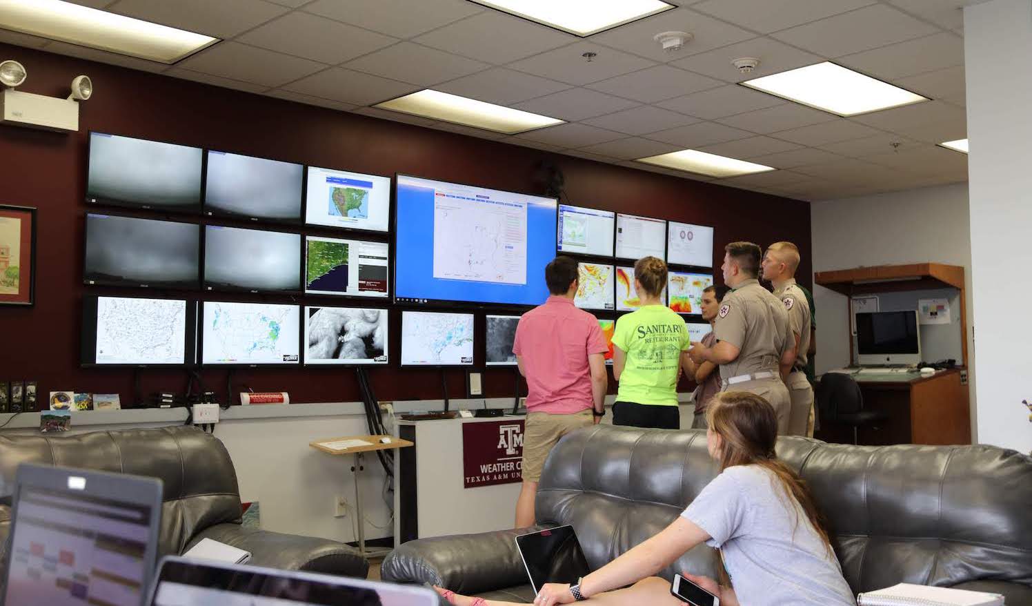 Students in the TAMU Weather Center