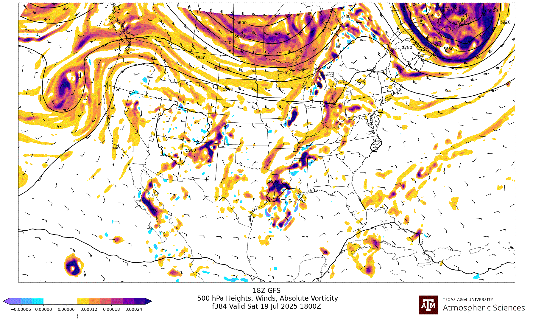 GFS 500 hPa Heights, Winds, Vorticity