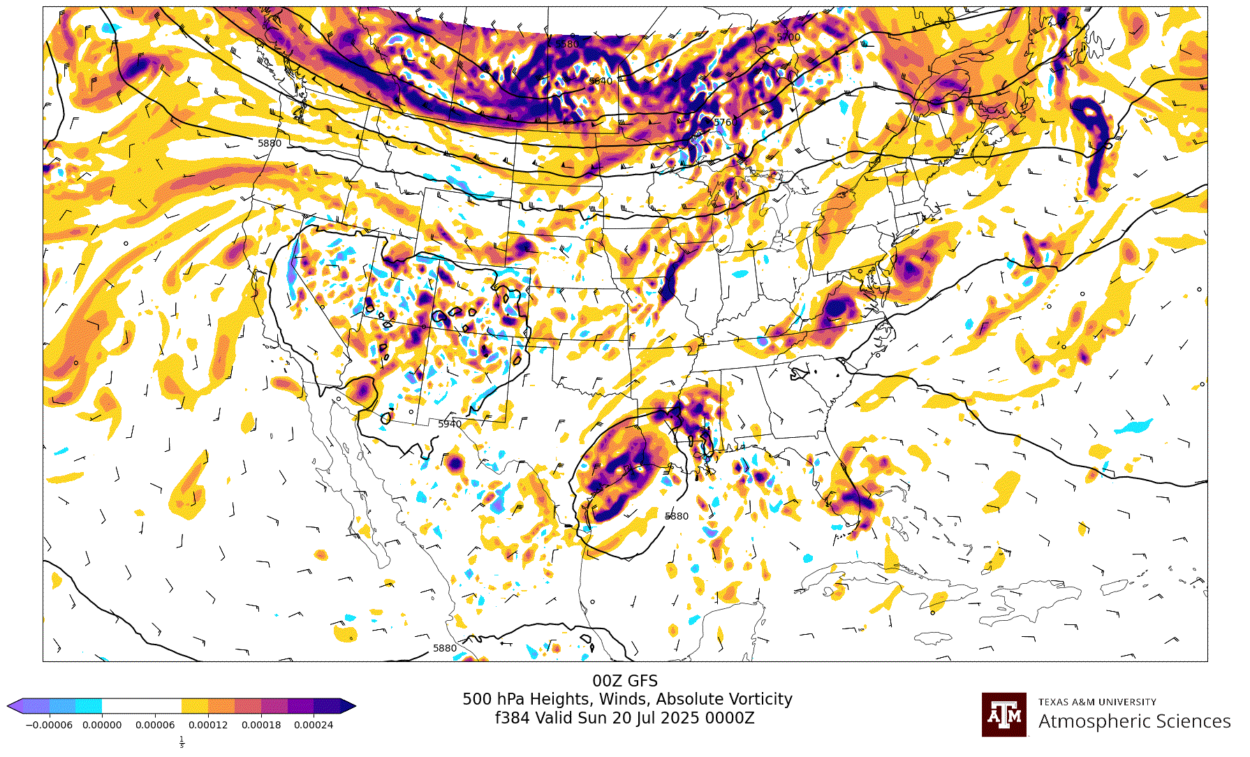 GFS 500 hPa Heights, Winds, Vorticity