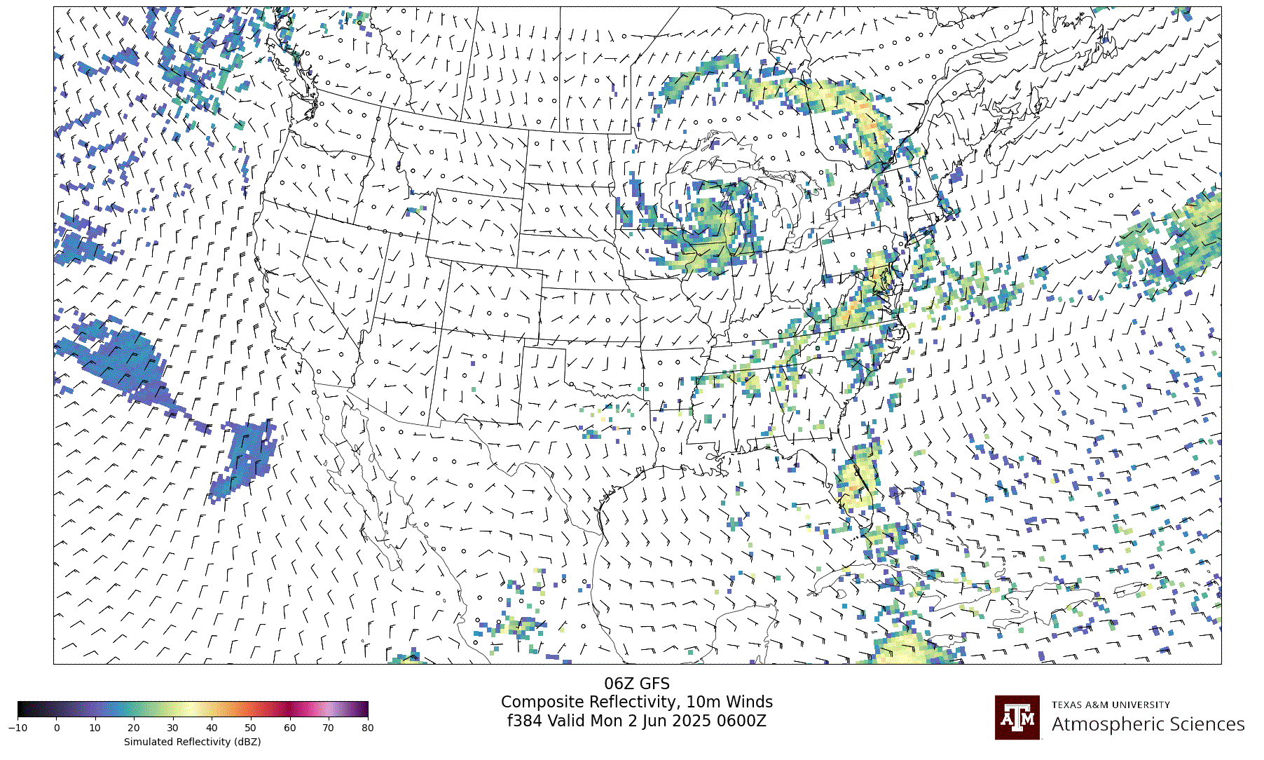 GFS Simulated Composite Reflectivity