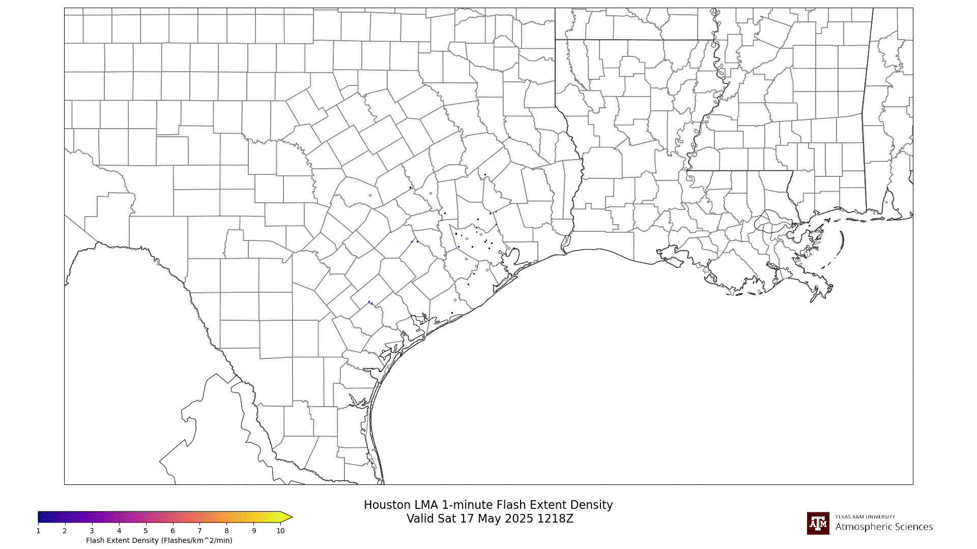 Houston LMA 1-minute Flash Extent Density