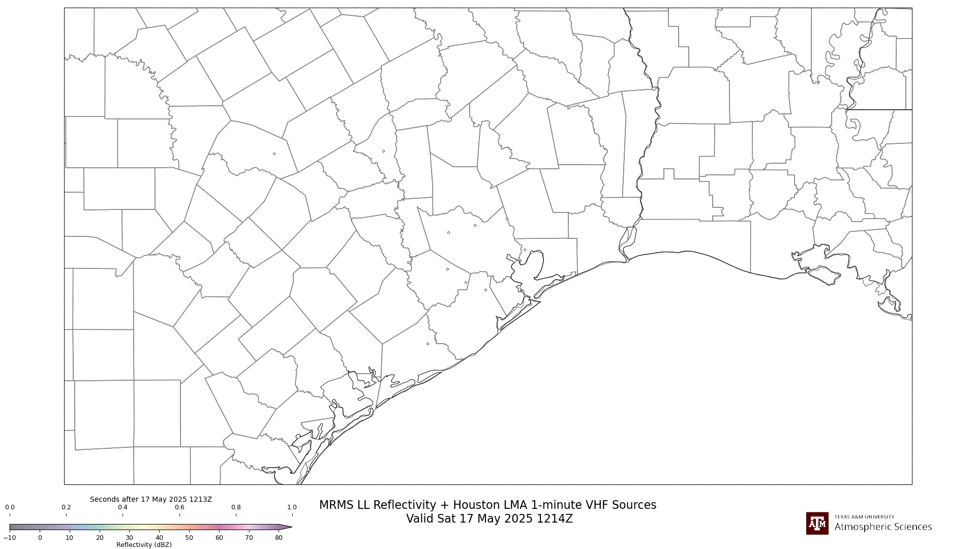 HLMA 1-minute VHF Sources + MRMS Reflectivity